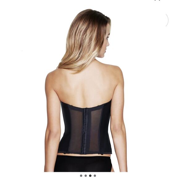 NWT Dominique Juliette Satin Corset size 44D color Black Long-Line Bustier Goth - Picture 2 of 11